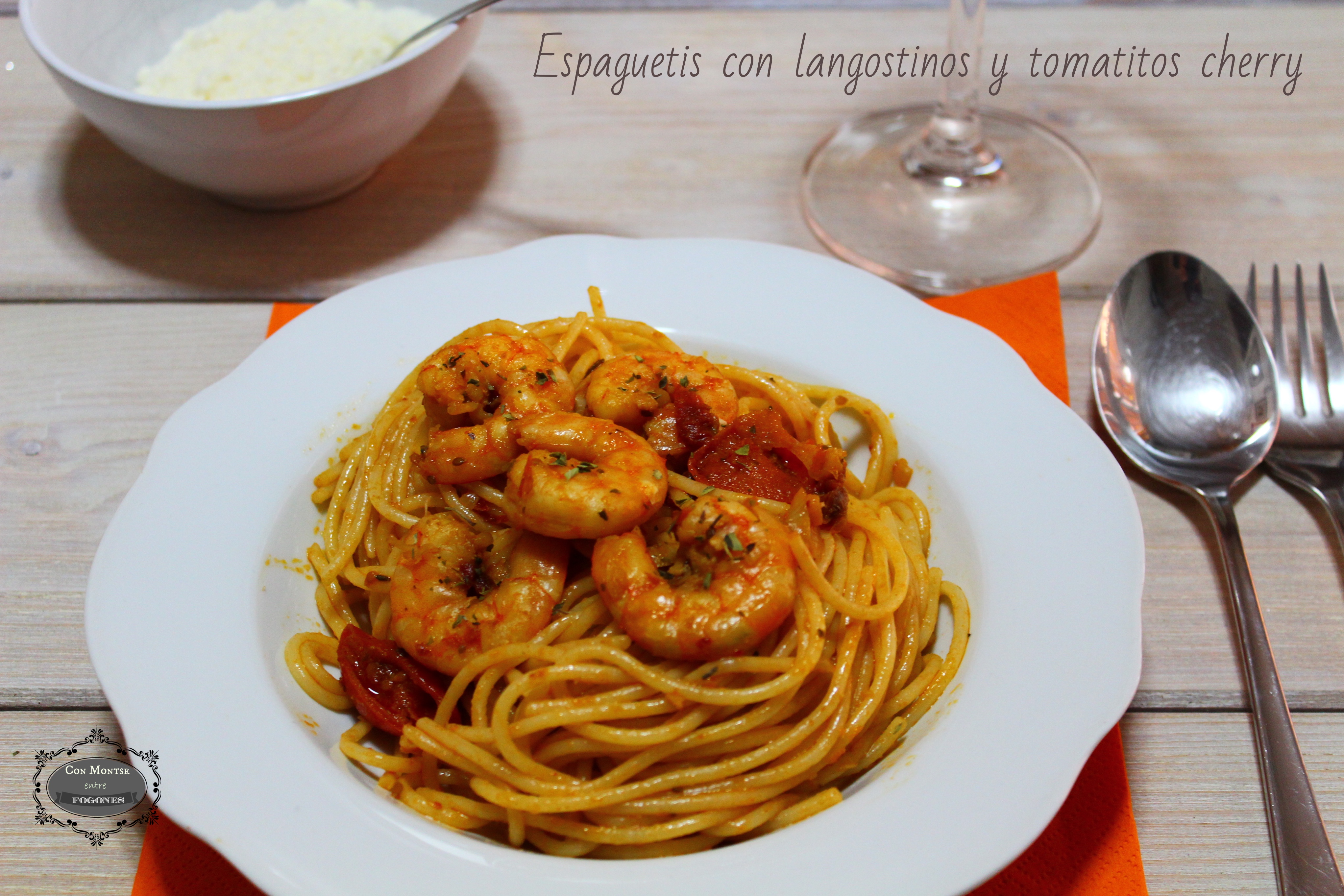Espaguetis con langostino y tomatitos cherry III